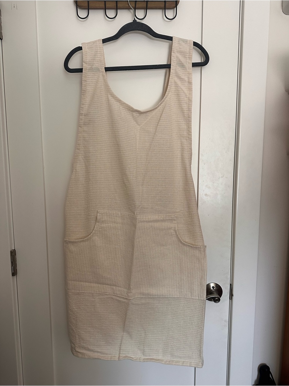 Handmade cream and tan colored Japanese Style Crossover Apron